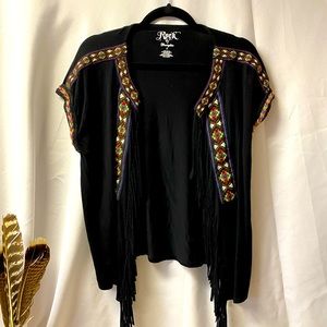 Western sheek fringe cardigan